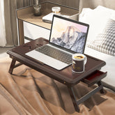 Flexi Wooden Laptop Table With Tablet & Mobile Holder (Brown) - WoodenTwist